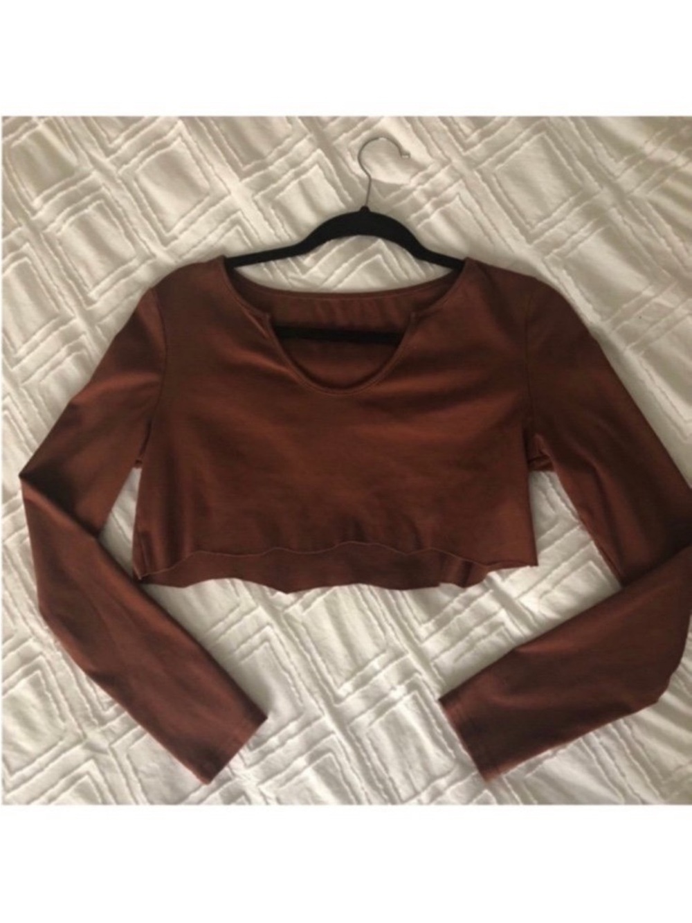 Long sleeve Crop top | Brown